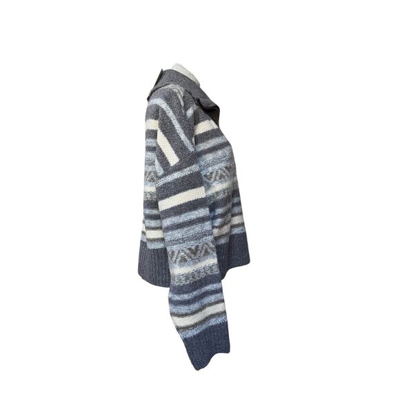 Frye NWT Ultra-Soft Striped Half-Zip Sweater XL Gray Beige Blend Womens Knitwear - Picture 7 of 10
